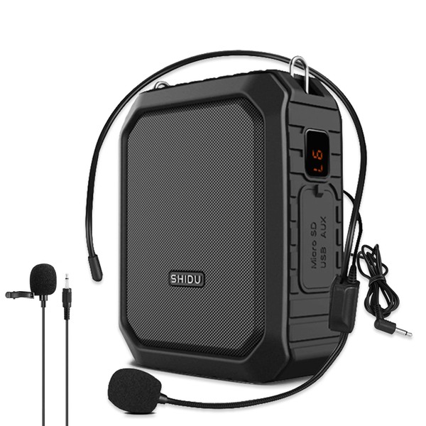 Bluetooth Voice Amplifier with Lapel Mic/Microphone Headset-18W IPX5 Waterproof Small