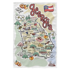 Fish Kiss® 16"x24" Georgia Map Dish Towel is of 100% Microfiber Waffle Weave Making it Super Absorbent, Soft & Machine Washable - Map Kitchen Towel,Map Dish Cloth is Multi Purpose