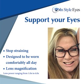 In Style Eyes Ageless Large Reading Glasses - Full-rimmed, Lightweight Square Frame Nearsighted Glasses - Oversized Lens - Black - 4.5x