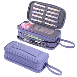 NOL - Estuche para lápices de gran capacidad con cremallera, 3 compartimentos, organizador de artículos de papelería de oficina, bolsa multifuncional 