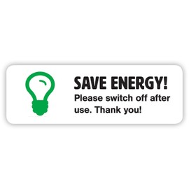 Gobrecht & Ulrich 10 x Save Energy Sticker Set - Turn off Lights or Appliances - Light Switch Stickers (Small - 6.6 x 2.2 cm)