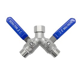 Fitvell Garden Hose Y Valve Hose Splitter Stainless Steel 3/4" GHT Thread Hose Splitter with Long Handle
