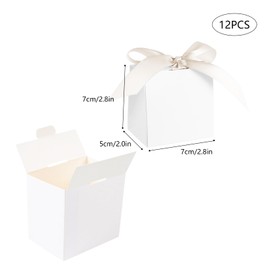 12Pcs Mini Gift Boxes with Ribbons, 7× 7× 5 cm Mini White Paper Gift Boxes for Party Favour
