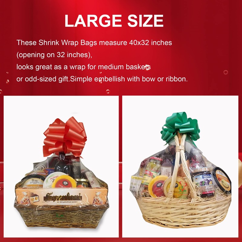 CANWUPON 24Pcs Shrink Wrap Bags for Gift Baskets - 32x40