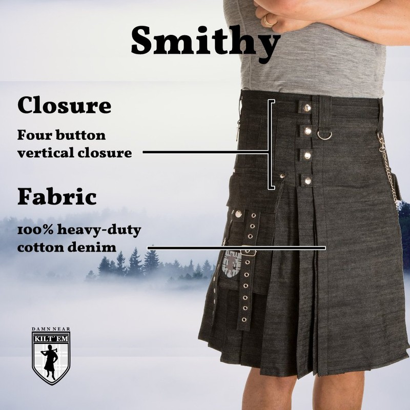 Damn Near Kilt 'Em Men's Smithy Utility Kilt Medium-Large Carbide