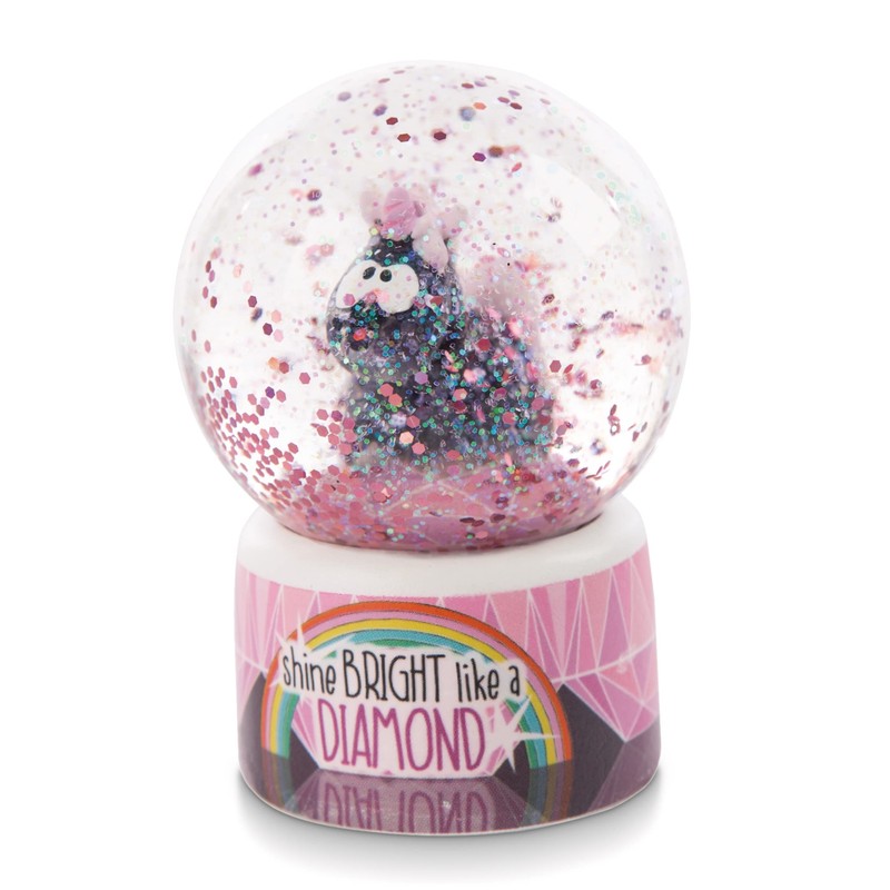 NICI 47656 Unicorn Diamond Dust Shine Bright Snow Globe, Pink