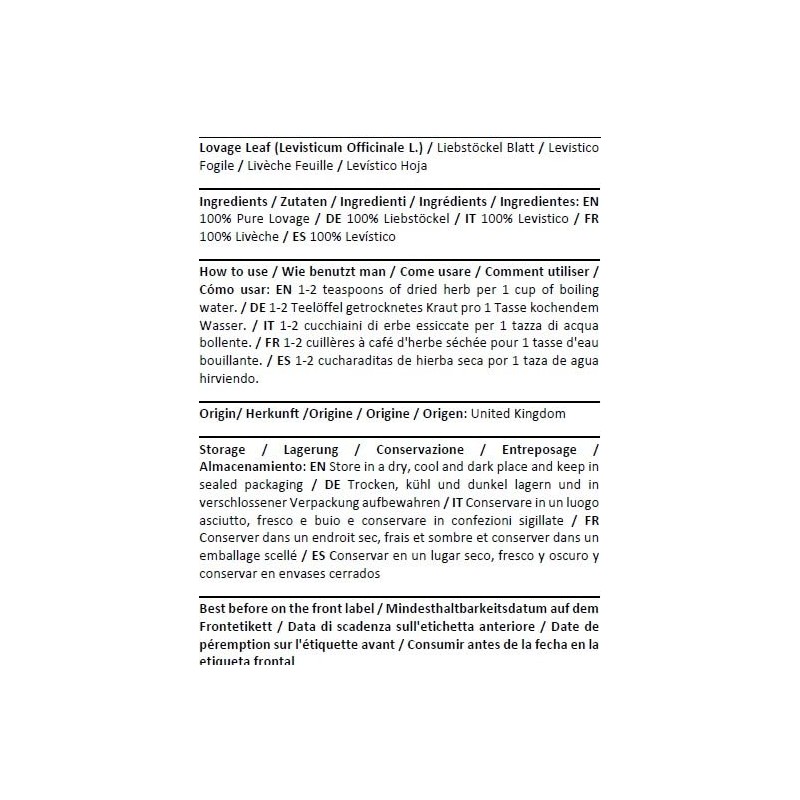 Herba Organica Lovage Leaf - Levisticum Officinale L (100g)