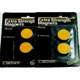 Set Of 2 Aronson Extra Strength Magnets YELLOW ROUND Perfect for Teachers
