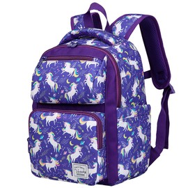 VASCHY Toddler Backpack for Girls, Kids Cute Kindergarten Daycare Children's Rucksack 7L Small School Bag for Travel Purple Unicorn