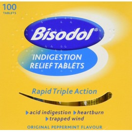 Bisodol Indigestion Relief Tablets - 100 Tablets Fast Relief to Trapped Wind, Acid Indigestion & Heartburn,100 Count (Pack of 1)