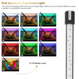 Aquarium Lights, Underwater LED Full Spectrum Aquarium Lights, IP68 Double Waterproof Submersible Aquarium Lights,10 Light Modes and infinitely dimmable, Aquarium Lights with Timer auto on/of