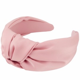 JOYRUBY Pink Headband Knot Headband for Women, Wide Headbands Non Slip Top Knotted Headbands for Women Girls Satin Light Pink Head Bands for Women's Hair Fashion Hair Accessories