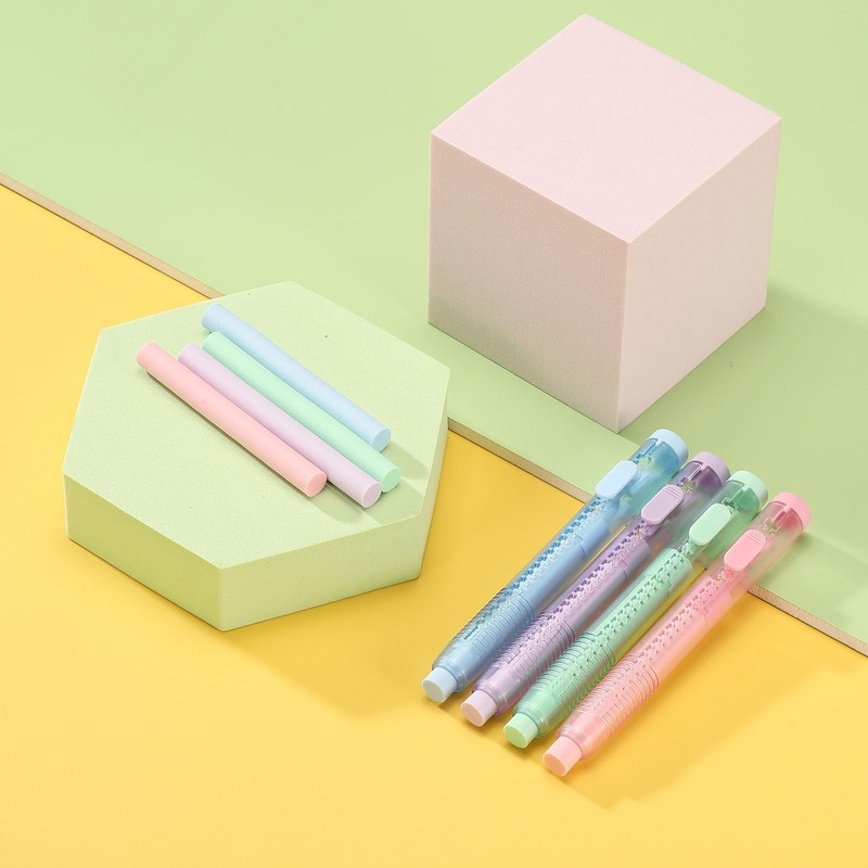 PATIKIL 8pcs Erasers, Sliding Elastic Eraser Push-Pull Cute Pencil Eraser