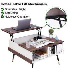 Coffee Table Lift Top Hardware，Coffee Table Lift Mechanism，Lift and Up Hinges，Gas Hydraulic Lift Top Hinges，Cold-Rolled Steel，Used for Coffee Table and Computer Desktop Lifting. (Black)