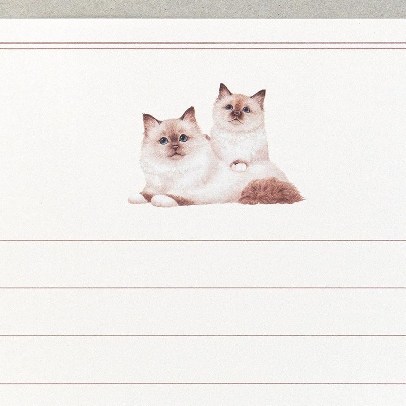 Minou 445010 Letter Set, Stationery, Envelopes, Horizontal Ruled, Cats, Cats,