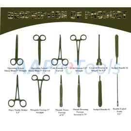 AAProTools 24 PC U.S. Army Style Surplus Emergency Survival Kit - Bleed Contol Kit - First Aid Kit - Zipper Pouch MLT-02