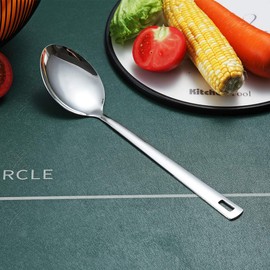 Cooking Spoon, Berglander Stainless Steel Solid Serving, Basting Spoon For Cooking, Kitchen Non-Stick And Heat Resistant, Dishwasher Safe, Easy to Clean