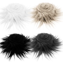 WYYFXY® Pack of 4 Faux Fur for Crafts, Long Hair Plush, 5 x 150 cm, Fur Band, Faux Fur Fabric, Fur Shaggy Fur for Crafts, Faux Fur for DIY, Sewing (White, Black, Brown, Dark Grey)