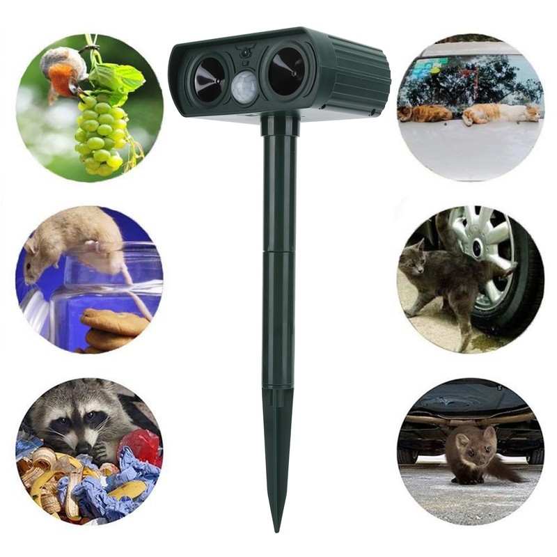 Solar Powered Ultrasonic Animal Repeller Wild Boar Cat Dog Repellent