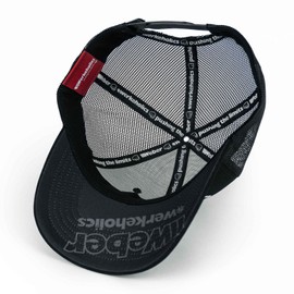 Weber #Werkeholics Baseball Cap, 5-Panel Mesh, Black with Leather Patch, Adjustable