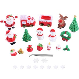 28pcs Christmas Miniature Ornament Kits Fairy Garden Miniatures Figurines Accessories for DIY Dollhouse Decoration, Resin Christmas Tree Snowman Santa for Micro Landscape Ornaments Xmas Party Decor