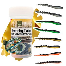 Zite Fishing Twerky Tailer Trout Bait Rubber 3-in-1 Rubber Bait Trout Made in Germany Phthalate Free Garlic & Cheese Aroma Trout Fishing Bait & Spoons Alternative (Dark Mix Cheese)