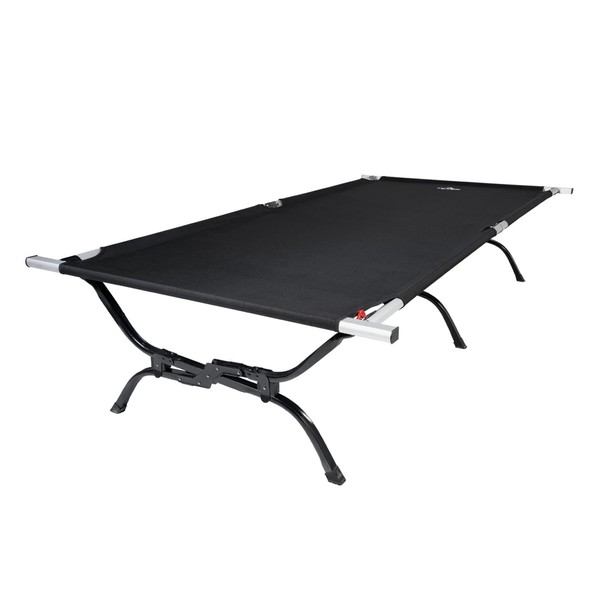 TETON Sports Camping Cot with Patented Pivot Arm - Folding Camping Cot for Car & Tent Camping - Durable Canvas Sleeping Cot - Portable Camping Accessory - 86" x 45" - Outfitter XXL,Black