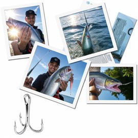 High Carbon Steel Treble Fishing Hooks Kit, 120 Pieces, Sizes #2, #4, #6, #8, #10, for Lake, River, Sea Fishing