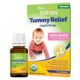 Ddrops Gotas líquidas para aliviar la barriga del bebé, agua orgánica para recién nacidos, alivio de gases, cólicos, irritaciones e hipo, solo una got