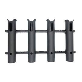 Wall Mounted Fishing Rod Holders Tubes Links Fishing Rod Holder Rack Rests (4-Pole-Black)