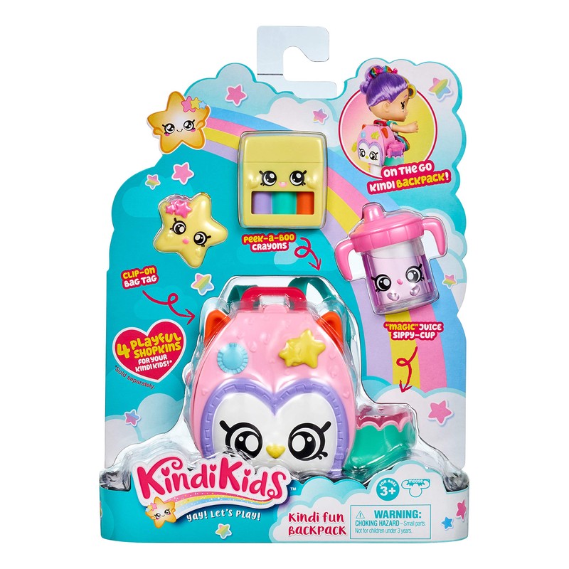 Kindi Kids Unisex N/A Owl Petkin Backpack and 3 Shopkins,