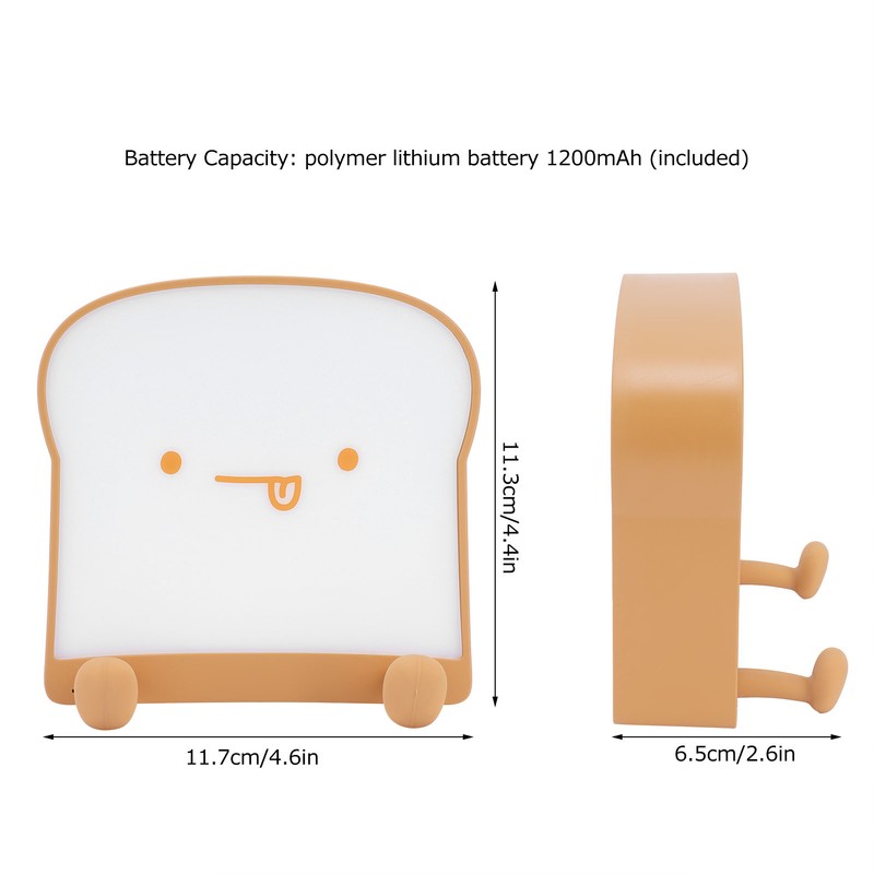 Bread Night Light with USB Charging and Timer Cute Bedroom