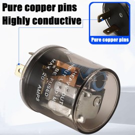 zipelo 2 Pin Electronic Flasher Relay, 2 Pcs 12V Car LED Turn Signal Flasher Relay, Prong Round, Fix Turn Signal Bulbs Fast Hyper Flash, Compatible with Automobile Motorcycle Bike Scooter