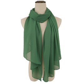 YOUR SMILE for Women Lightweight Breathable Solid Color Soft Chiffon Long Fashion Scarves Sunscreen Shawls (Green)