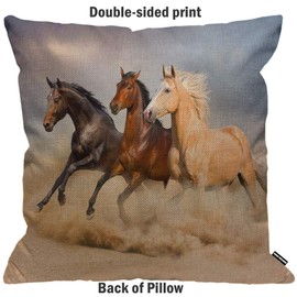 HGOD DESIGNS Cushion Cover Horses Run in The Wild Wind Sand,Throw Pillow Case Home Decorative for Men/Women Living Room Bedroom Sofa Chair 18X18 Inch Pillowcase 45X45cm