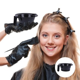 LALAFINA 4Pcs Hair Dye Bowls for Salon Hair Color Mixing Durable Plastic Tint Bowls with Handles Easy to Clean Hairdressing Tools for Professional Sty