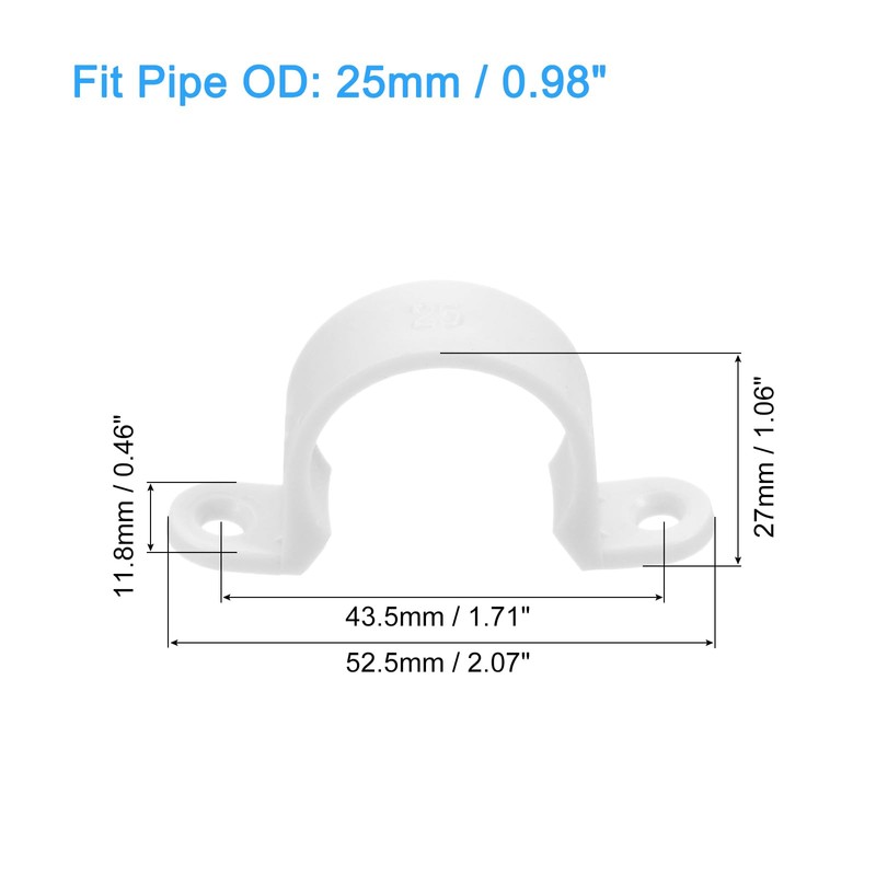 sourcing map 50Pcs PVC Pipe Straps, 25mm(1") Plastic Conduit Strap