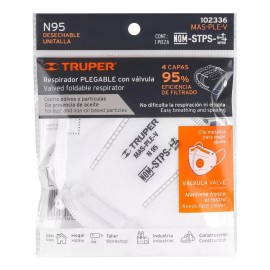 Truper Respirador Plegable N95 Con Válvula Para Partículas, Truper