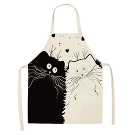 ShopINess Funny and Original Cat Apron for Adults and Children Ideal for BBQ Parties and Festivals - Cotton and Linen Machine Washable, Cats in Love