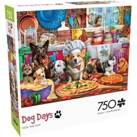 Buffalo Games - Pizza Time Pups by Brigid Ashwood 750 Piece Jigsaw Puzzle for Adults and Teens Colorful Dogs Kitchen Scene