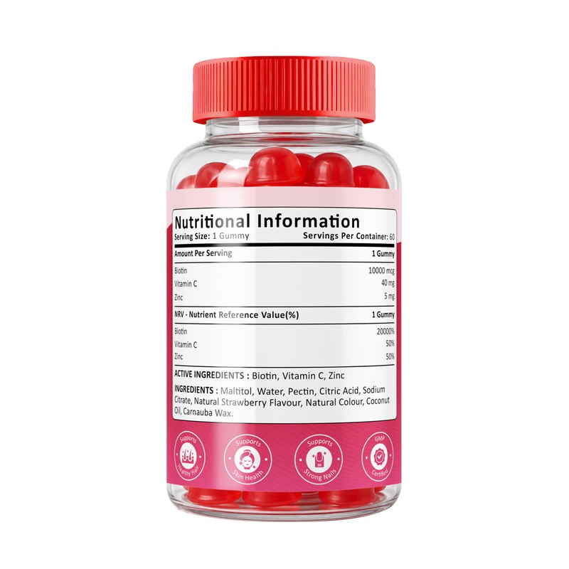 Biotin Gummies 10,000 mcg with Vitamin C & Zinc -