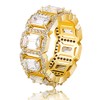 Apzzic Square Diamond Rings Iced Out Cubic Zirconia Micro Pave