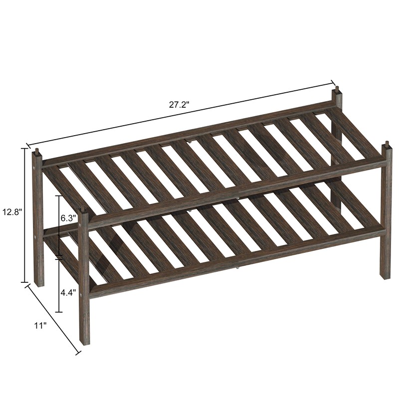 Dranixly Shoe Rack,2-Tier Bamboo Stackable Shelf Storage Organizer for Entryway,