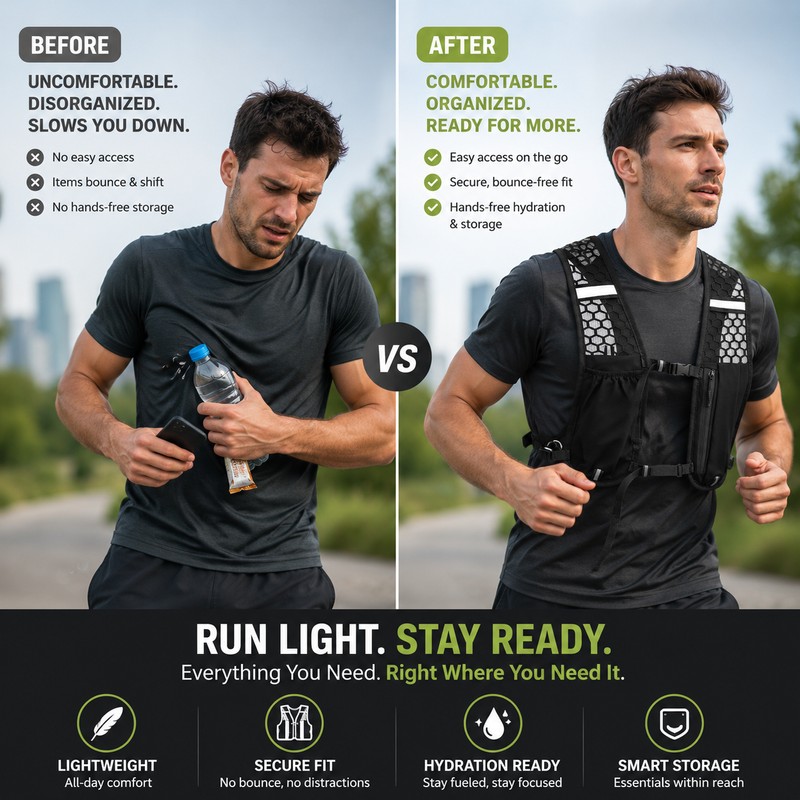 Lightweight Hydration Backpack for Running & Hiking – Breathable Water