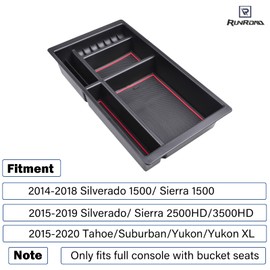 RUNROAD Center Console Organizer Tray Compatible with Chevy Silverado/GMC Sierra 1500(2014-2018) and Silverado/Sierra 2500/3500HD(2015-2019) and Tahoe/Suburban/Yukon/Yukon XL(2015-2020), Red