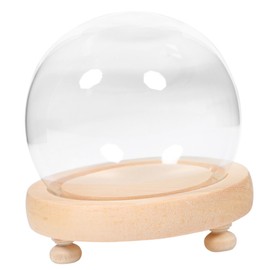 NOLITOY 1set Decorative Eternal Flower Glass Cover with Wooden Base Spherical Display Dome for Preserved Flowers Stylish Tabletop Centerpiece Unique Idea for Home Decor and Events