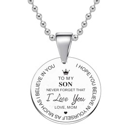 malyunin Inspirational Gifts Necklace To Son Daughter Gift from Mom Dad Never Forget That I Love You Family Jewelry Graduation Gifts (Mom To Son)