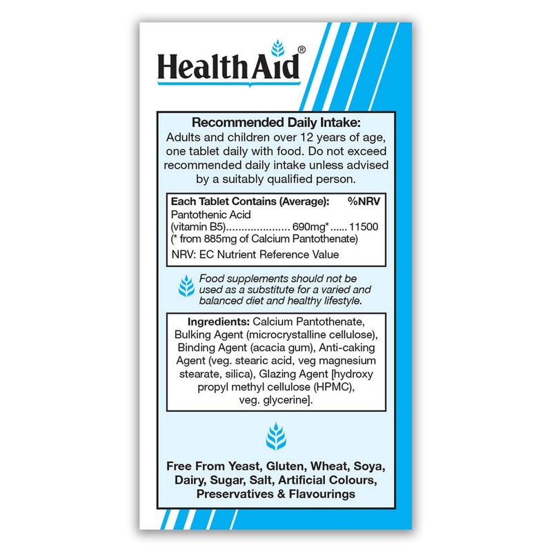 HealthAid Calcium Pantothenate (Vitamin B5) 750mg - Prolong Release -