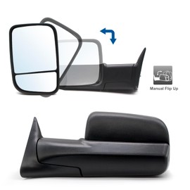 ReYee Pair Towing Mirrors compatible with 1994-2001 Dodge Ram 1500 1994 1995 1996 1997 1998 1999 2000 2001 2002 Dodge Ram 2500 3500 Truck Manual Adjusted Black Housing Set Left Right