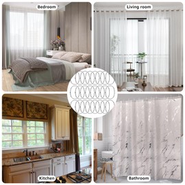 24 Pcs Shower Curtain Rings Rust Proof Iron Shower Curtain Hooks Black/Silver Oval Shower Curtain Rings Multipurpose Snap Joint Shower Curtain Hooks for Bathroom Shower Rod Less or Equal to 1.3inch